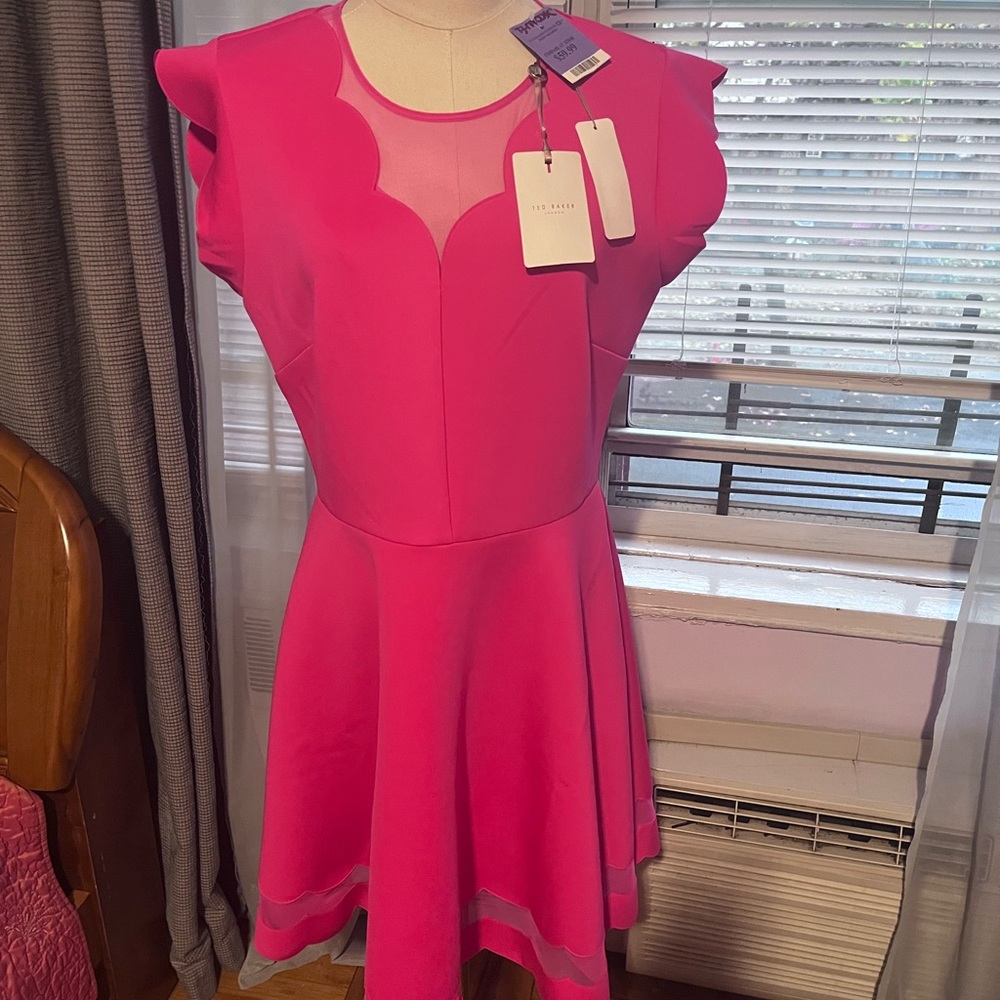 Ted Baker Pink Scallop Fit & Flare Dress